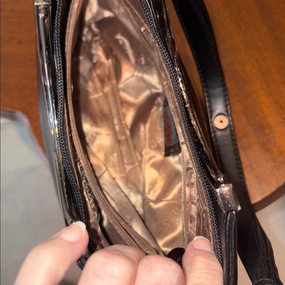 Gogo vegan Leather satchel shoulder bag black gunmetal hardware retro 3 Comp - Picture 17 of 17